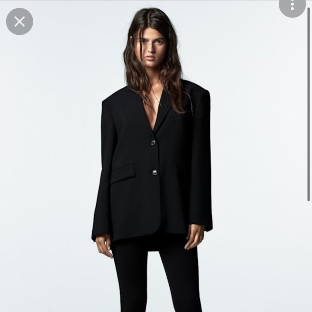 Zara Oversized Black Blazer with Back Buttons